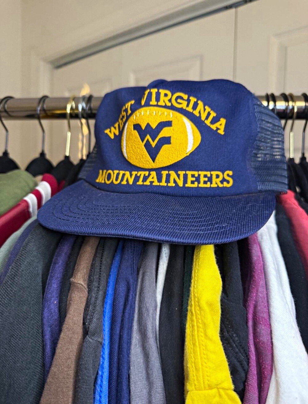 Vintage West Virginia Mountaineers WVU Football Trucker Hat Snapback USA Made